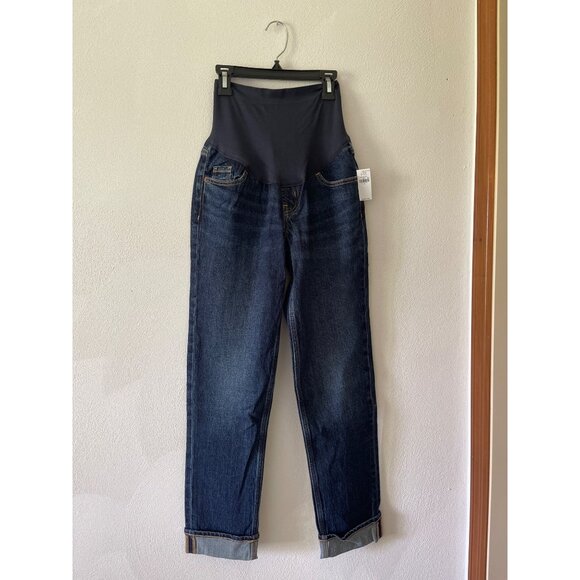 Old Navy Maternity Boyfriend Jeans Full Panel Dark Wash Size 0 NWT - Picture 1 of 6